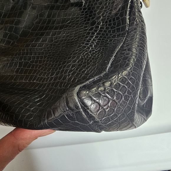 Furla black leather reptile alligator texture purse - Picture 10 of 11